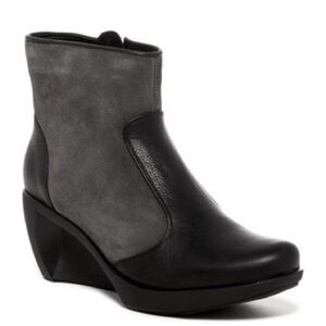 NAOT sky leather suede wedge boots ankle bootie.  Gray and black. Size 40.
